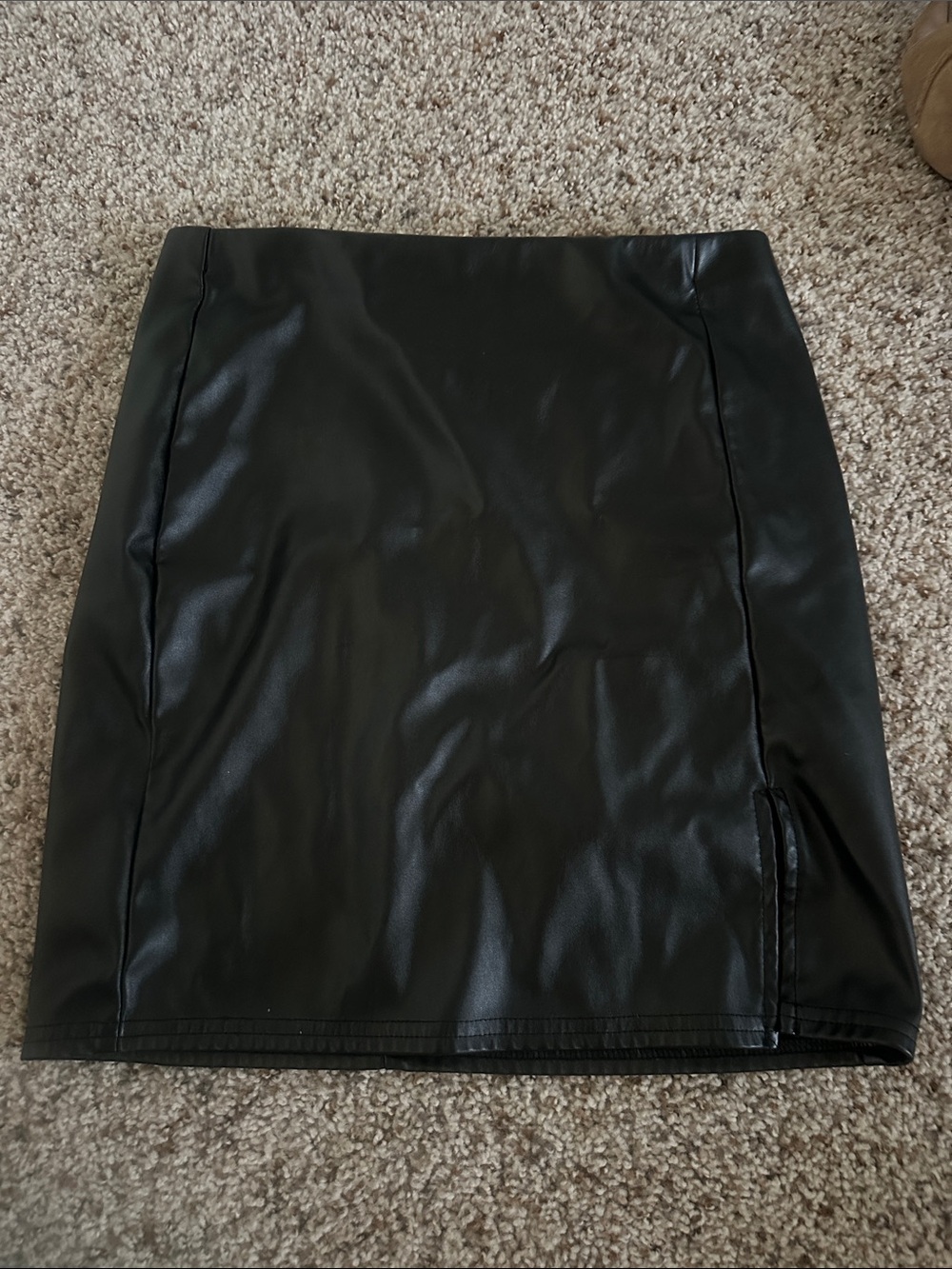 Faux Leather Mini Skirt in Black